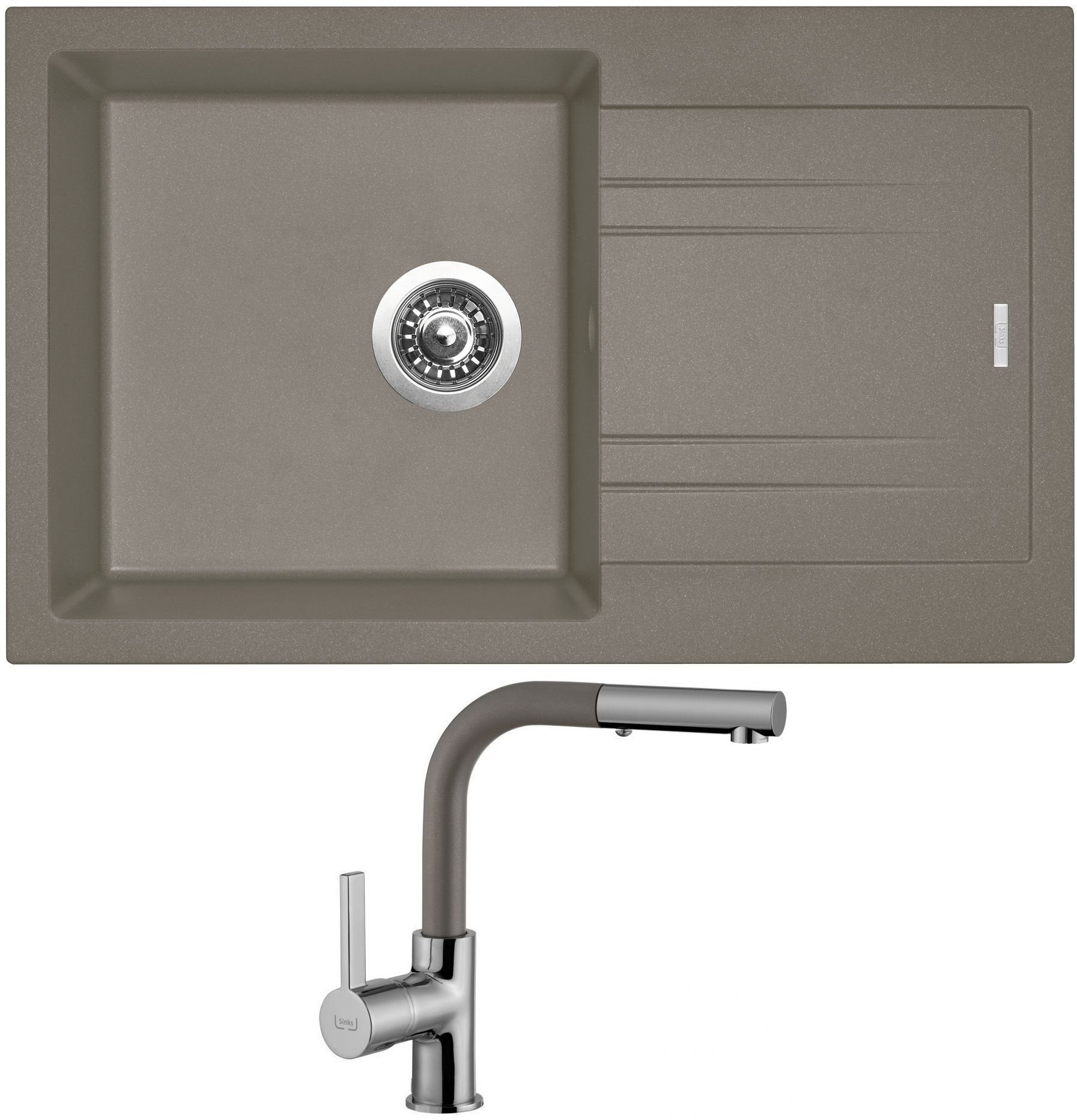SINKS LINEA 780 N Truffle + SINKS ENIGMA S GR Set drezu a batérie