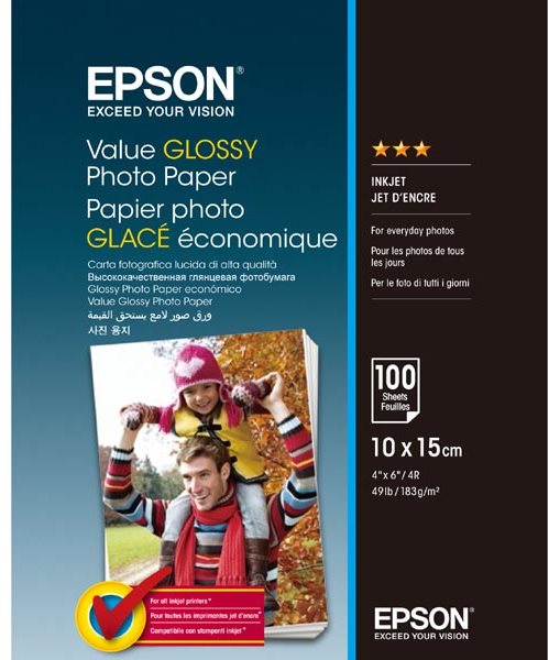 EPSON Value Glossy Photo Paper 10 x 15 cm 100 feuilles Papier photo