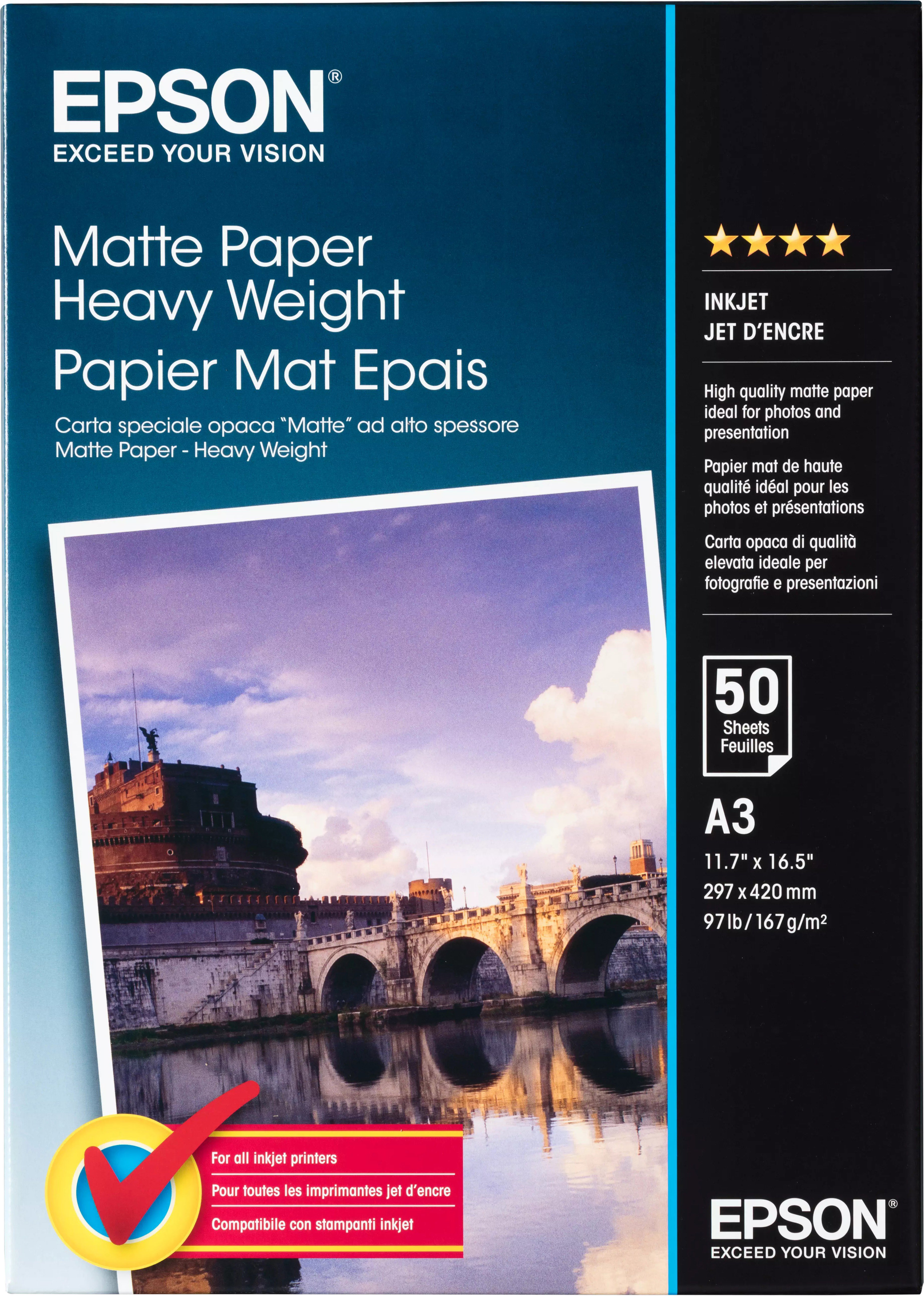 Epson Matte Paper Heavy Weight - DIN A3 - 167g/m2 - 50 lap Fotópapír