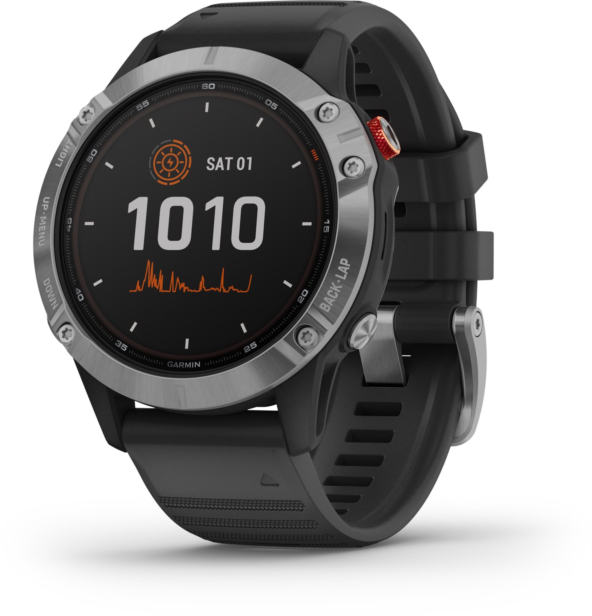 Garmin Fenix 6 Solar, Silver, Black Band Smart Watch