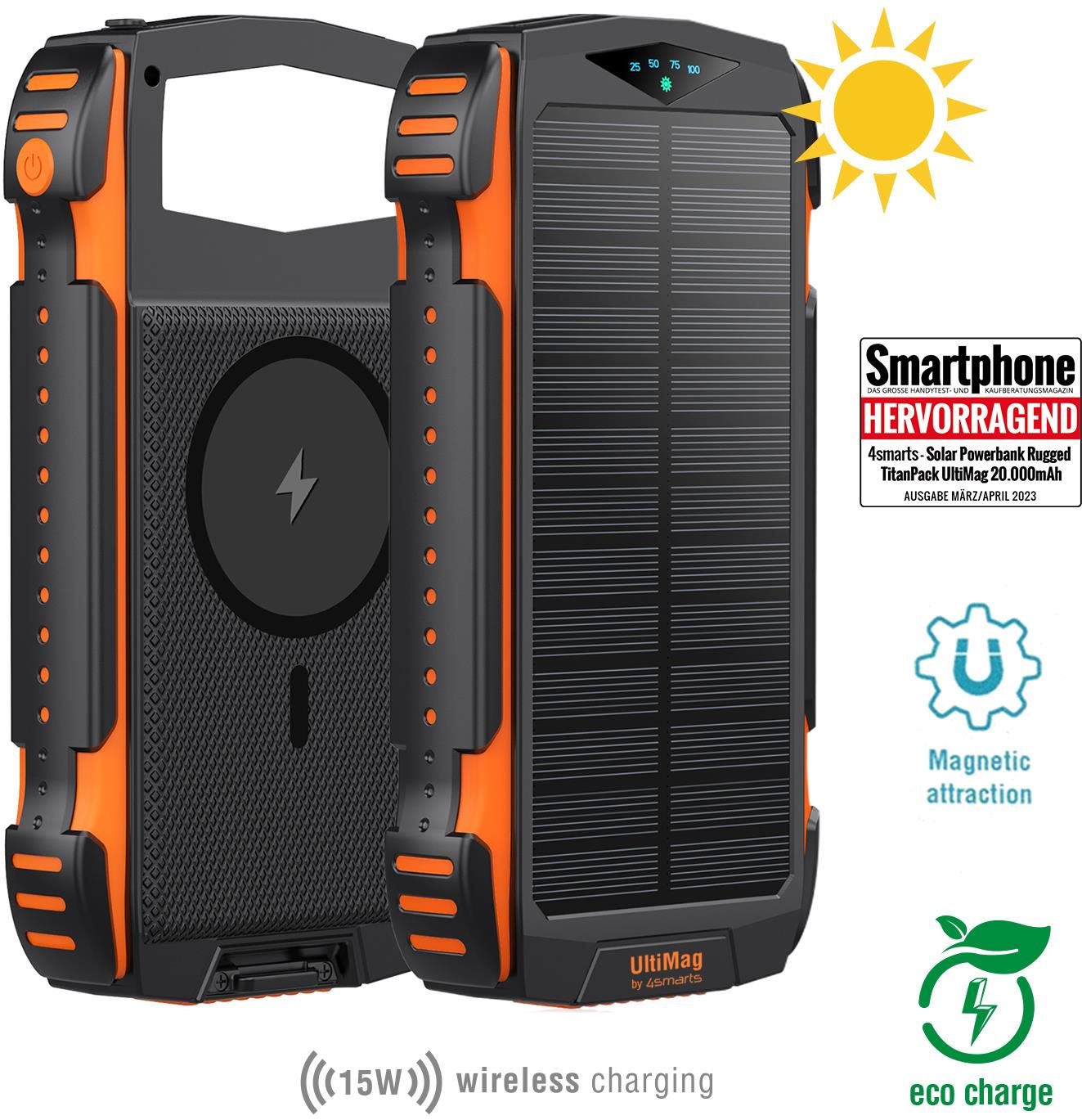 4smarts Solar Rugged TitanPack UltiMag 20000mAh black Powerbank