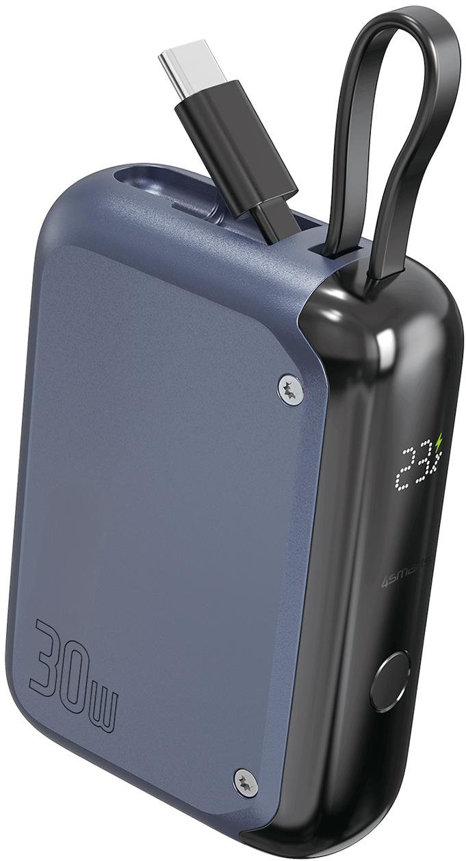 4smarts Pocket with integrated USB-C Cable 10000 mAh 30 W steel...