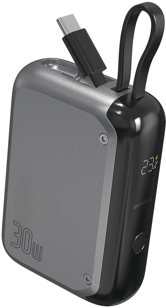 4smarts Pocket with integrated USB-C cable 10000mAh 30W space grey...