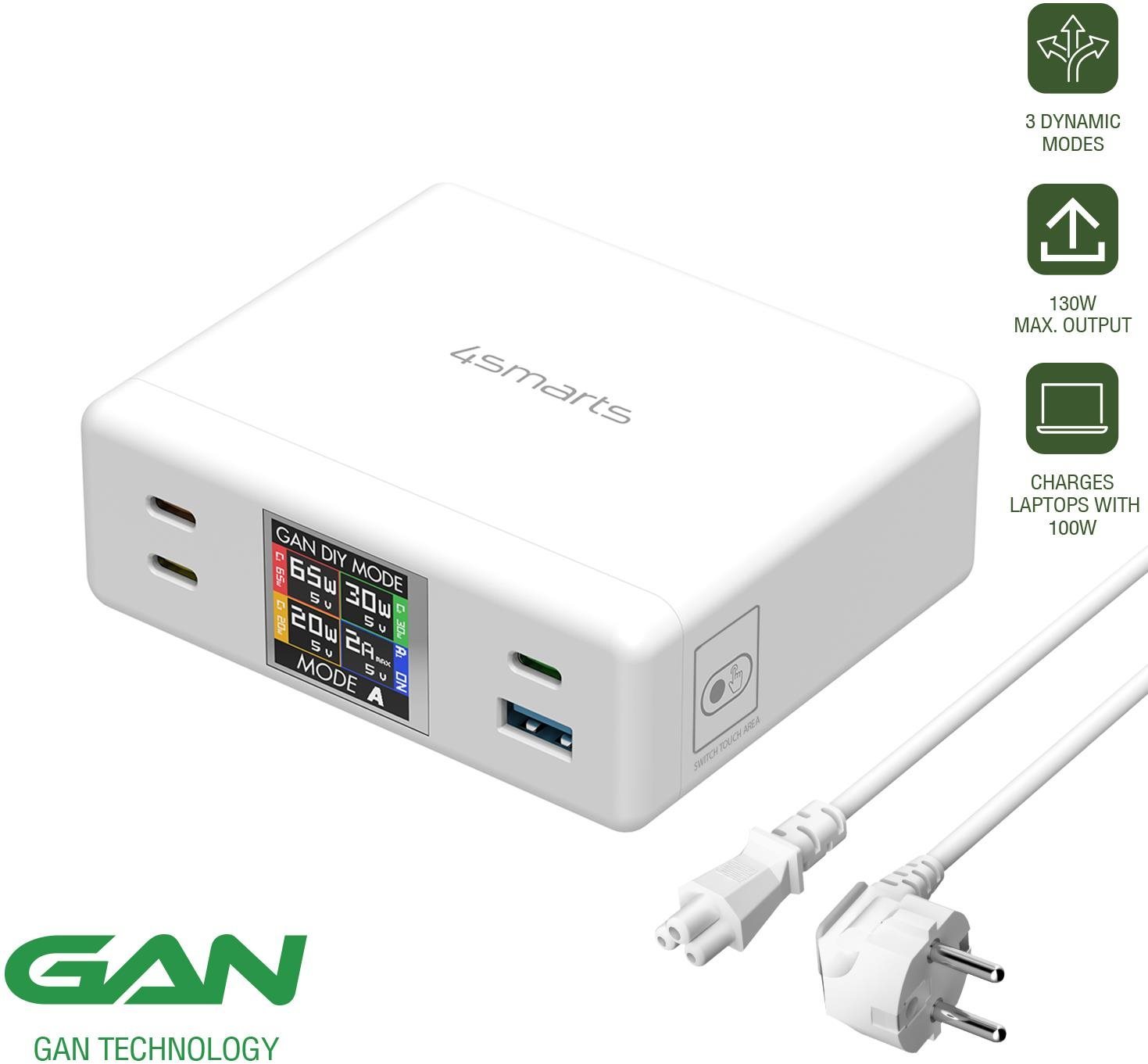 4smarts Desk Charger GaN DIY MODE 130 W, fehér Töltő adapter