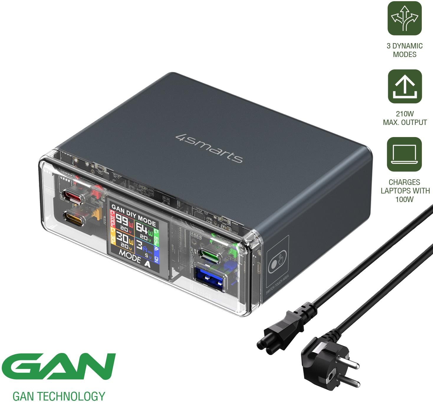 4smarts Desk Charger Lucid GaN DIY MODE 210W, spacegrey Netzladegerät