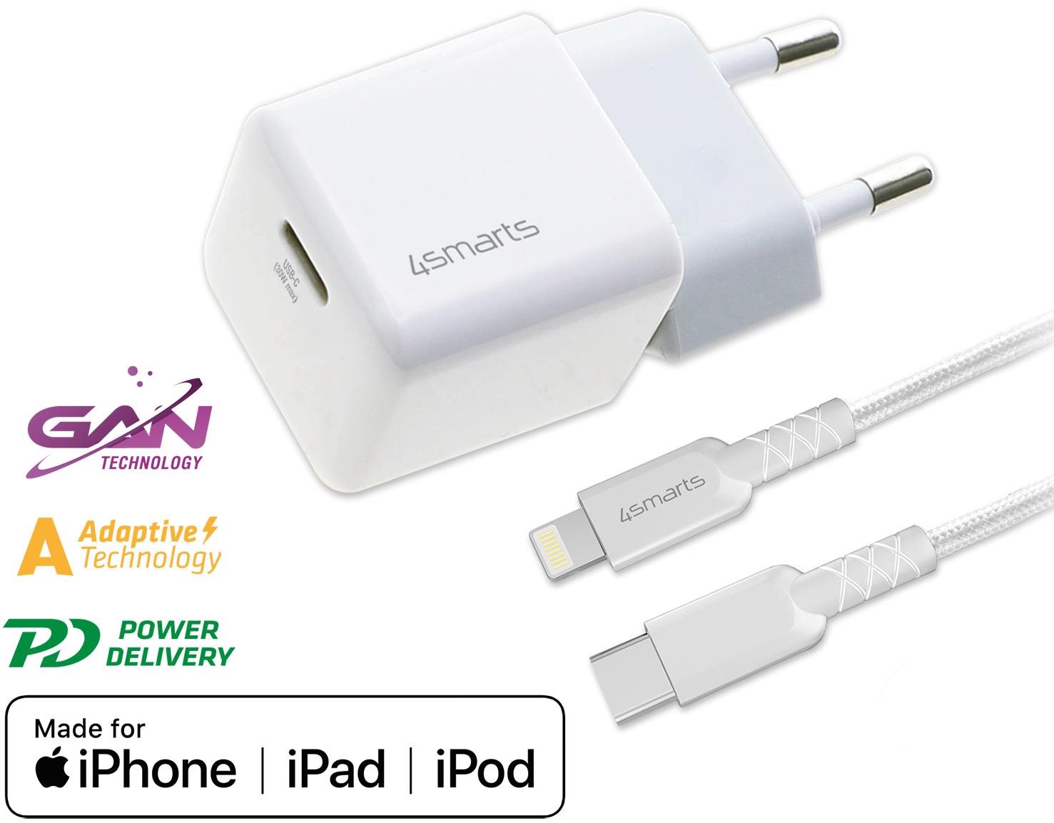 4smarts Wall Charger VoltPlug Mini PD 30 W with GaN and USB-C to...