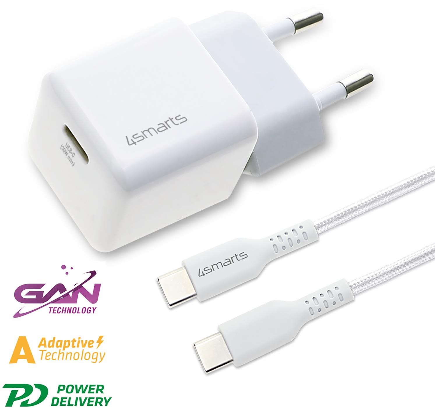 4smarts Wall Charger VoltPlug Mini PD 30 W with GaN and USB-C to...