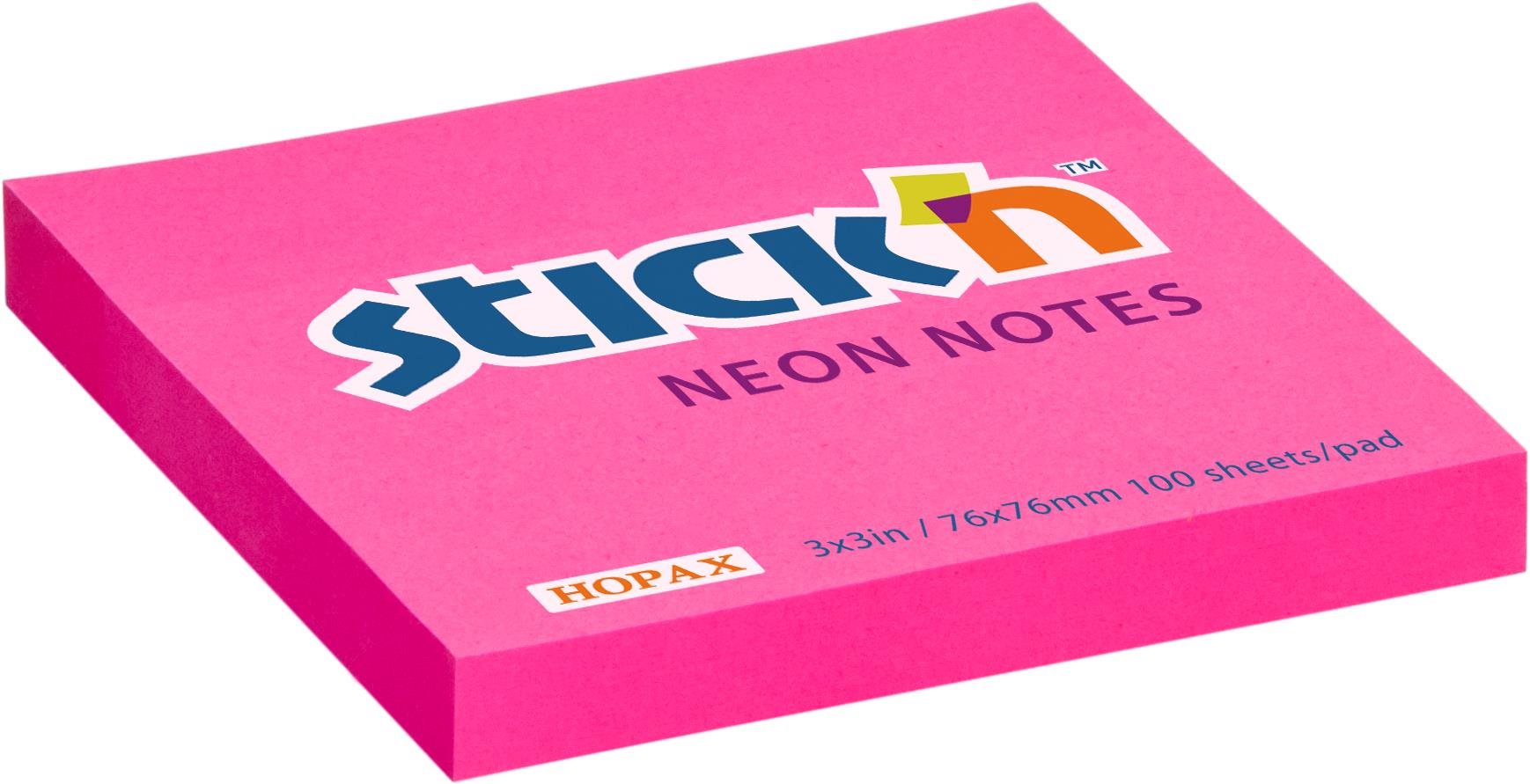 STICK´N 76 x 76 mm, neon, sötét rózsaszín, 100 lap Öntapadós...