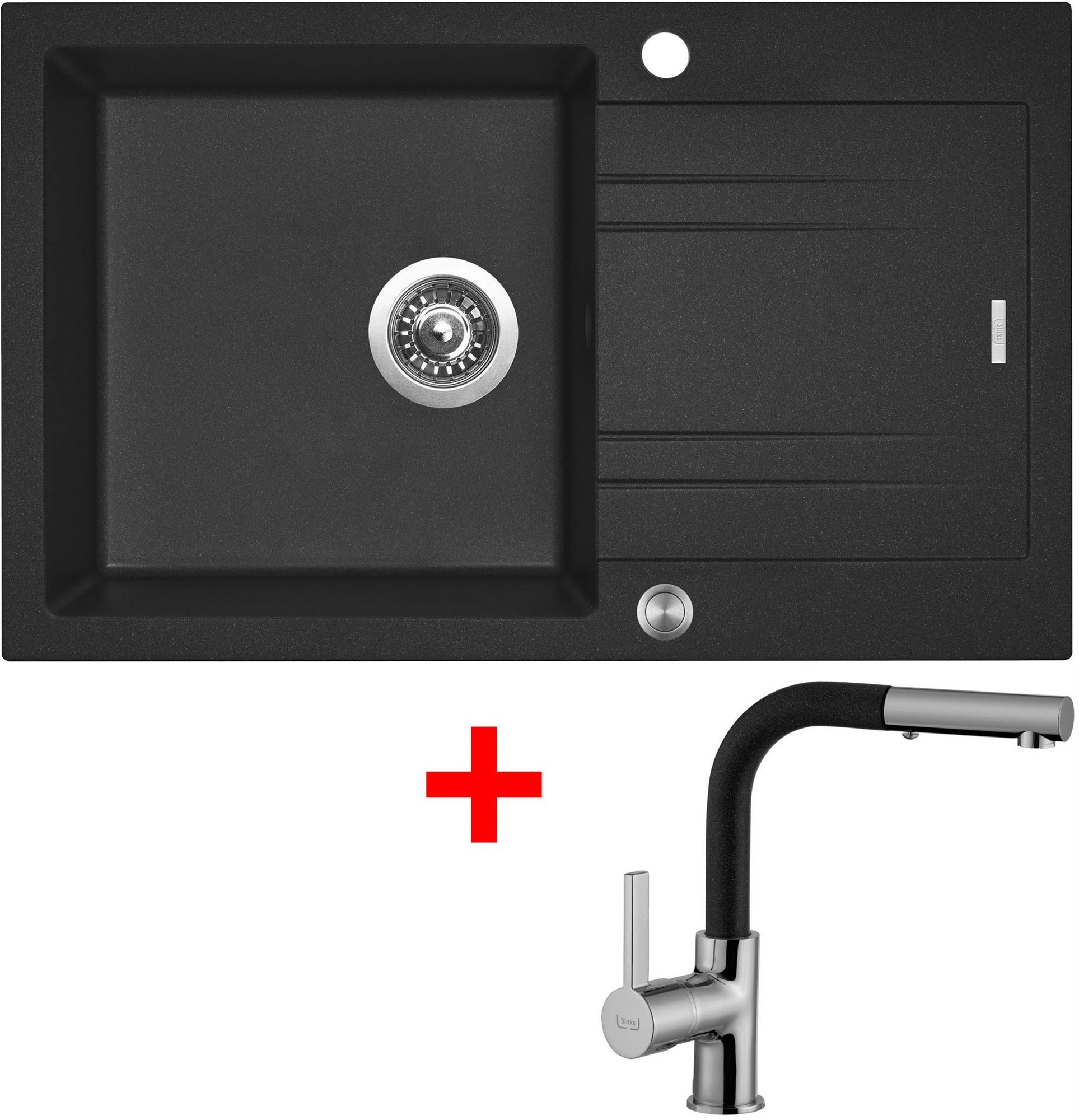 Sinks Linea 780 Granblack + Enigma s GR Set drezu a batérie