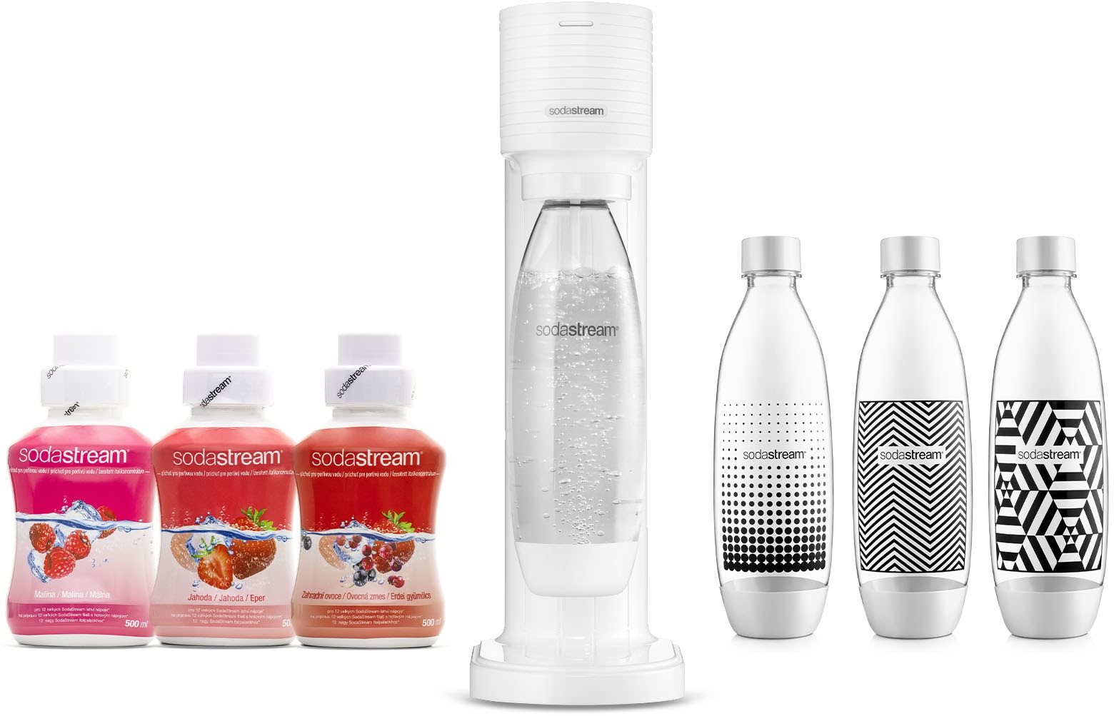 SodaStream Gaia White + Fľaša TriPack + MALINA, JAHODA, ZAHRADNÉ...