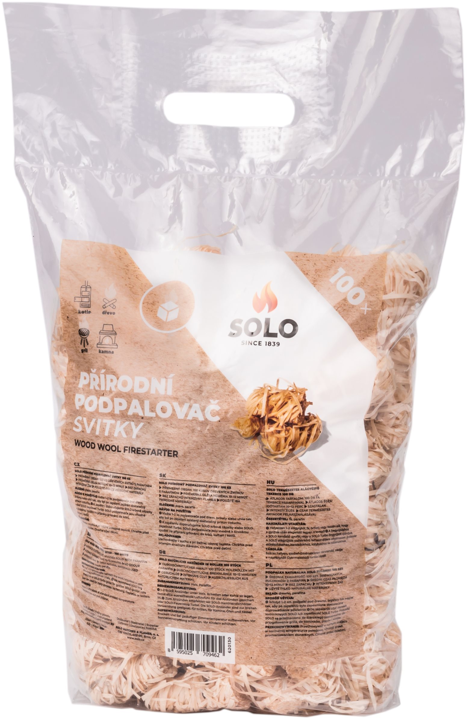 SOLO Ekologický podpaľovač Zvitky – 100 ks Podpaľovač