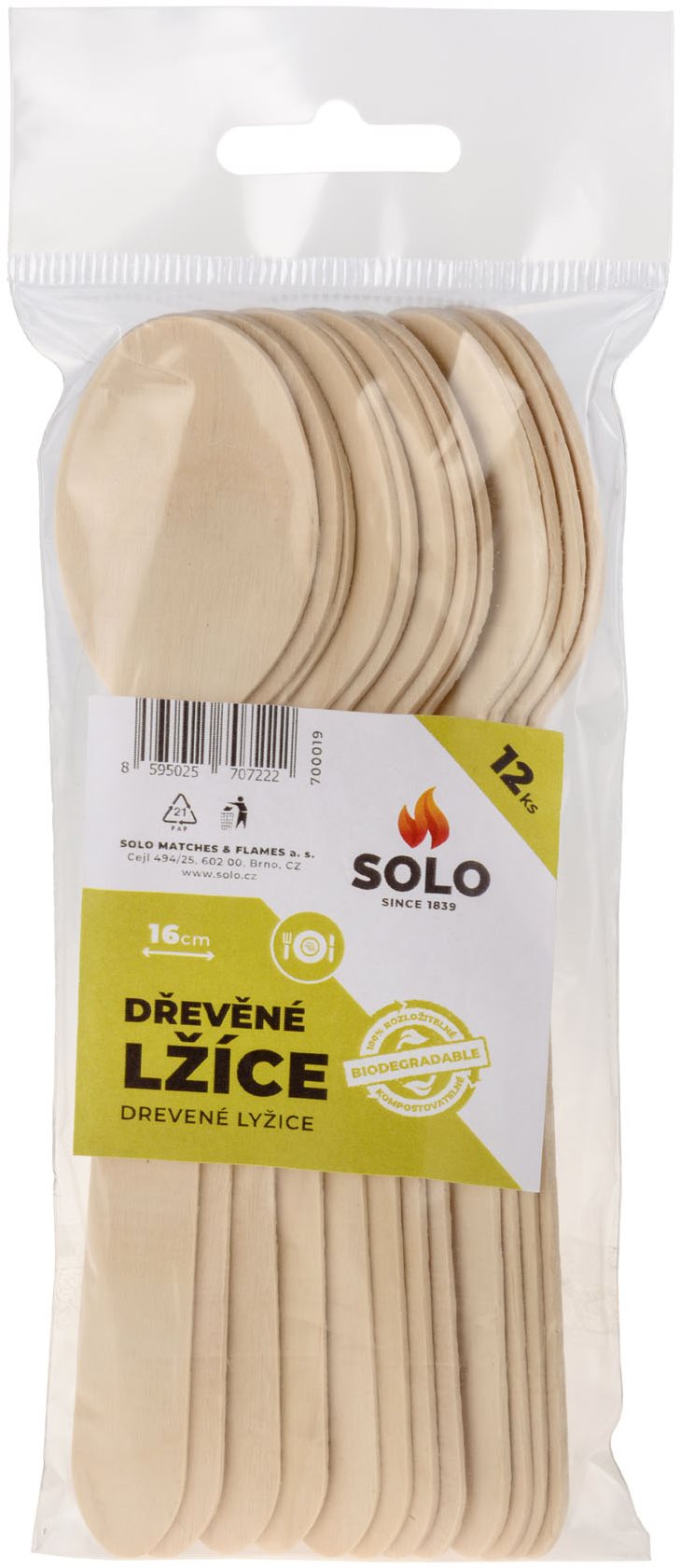 SOLO Lyžice drevené 16 cm/12 ks Lyžica