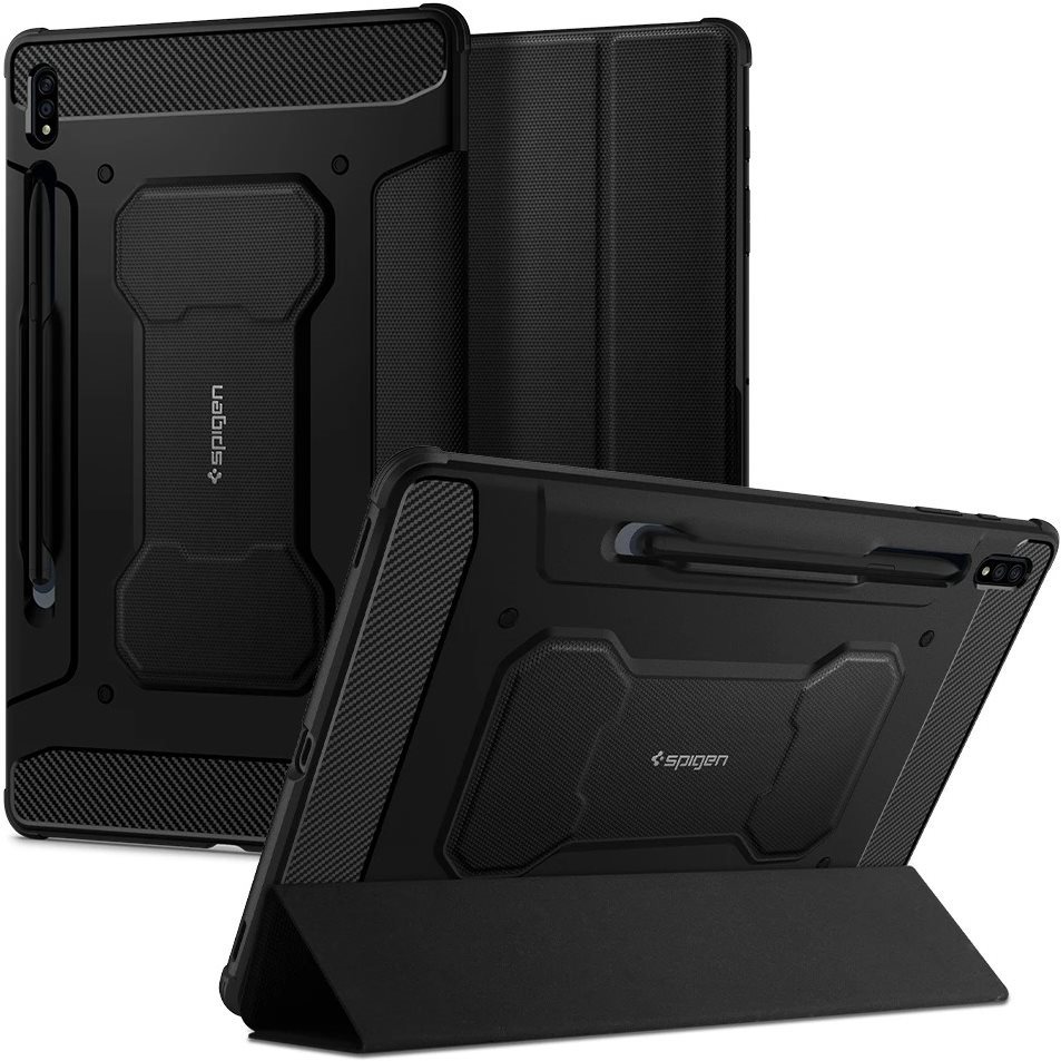 Spigen Rugged Armor Pro Black Samsung Galaxy Tab S7+/S8+ Tablet Case