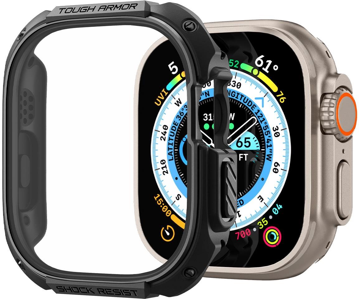 Spigen Tough Armor Black Apple Watch Ultra 49 mm Okosóra tok