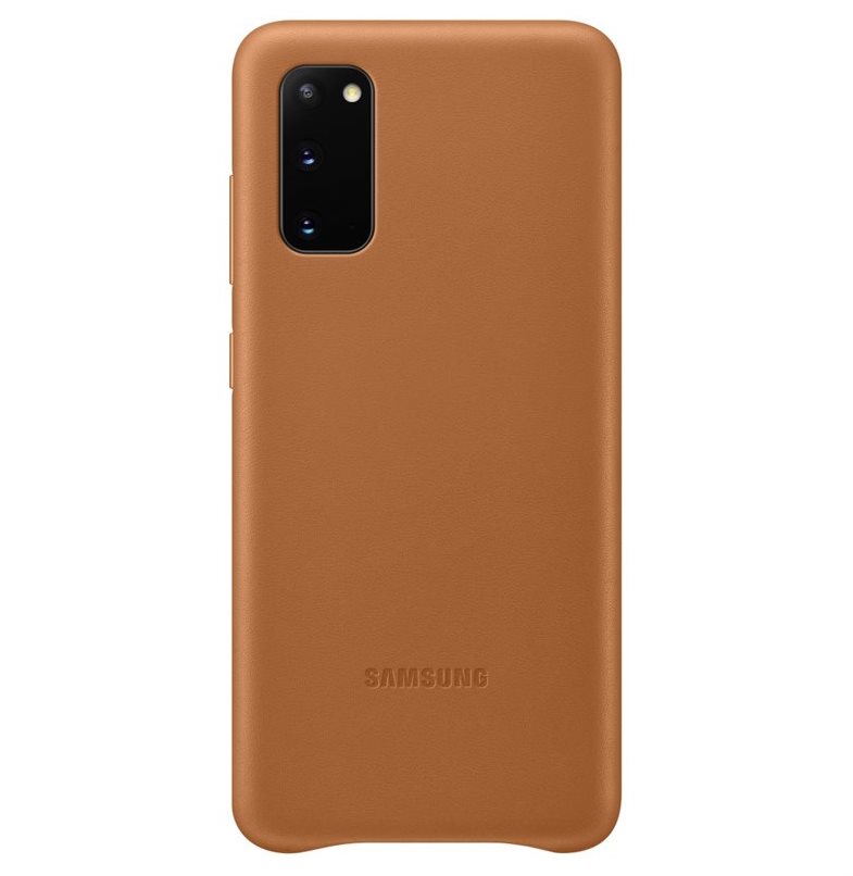 Samsung Leather Back Cover for Galaxy S20, Brown Phone Cover