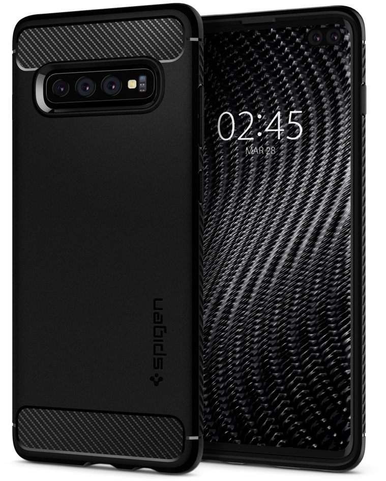 Spigen Rugged Armor Black Samsung Galaxy S10+ Phone Cover