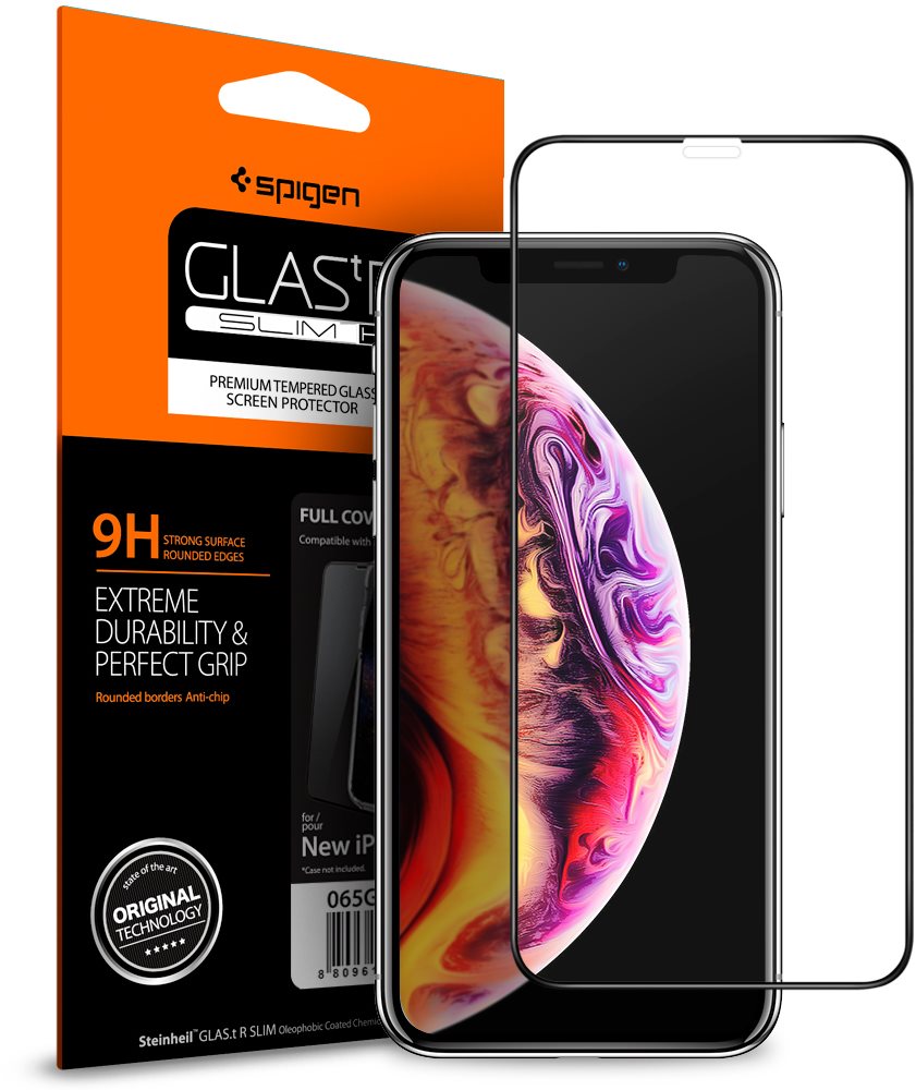 Spigen Glass FC HD Black iPhone XS / X Schutzglas