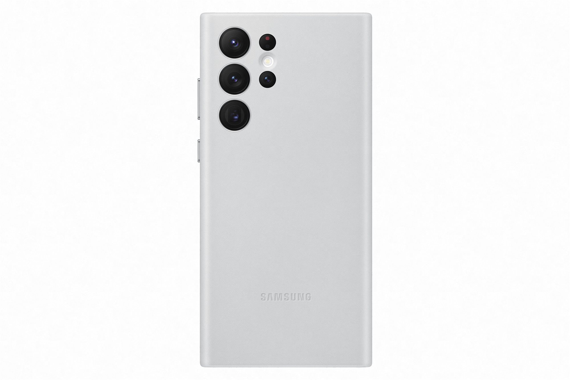 Coque arriere en cuir Samsung Galaxy S22 Ultra 5G gris clair Coque...