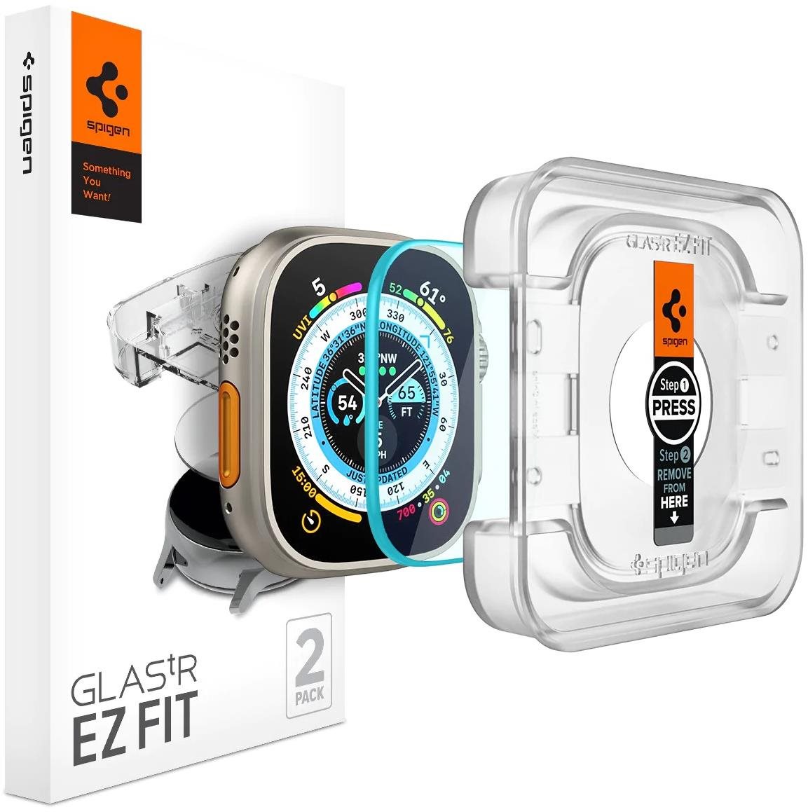 Spigen Glass EZ Fit 2 Pack für Apple Watch Ultra 49 mm Schutzglas
