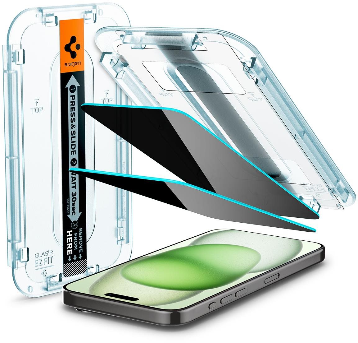 Spigen Glass tR EZ Fit HD Privacy 1 Pack iPhone 15 Plus üvegfólia...