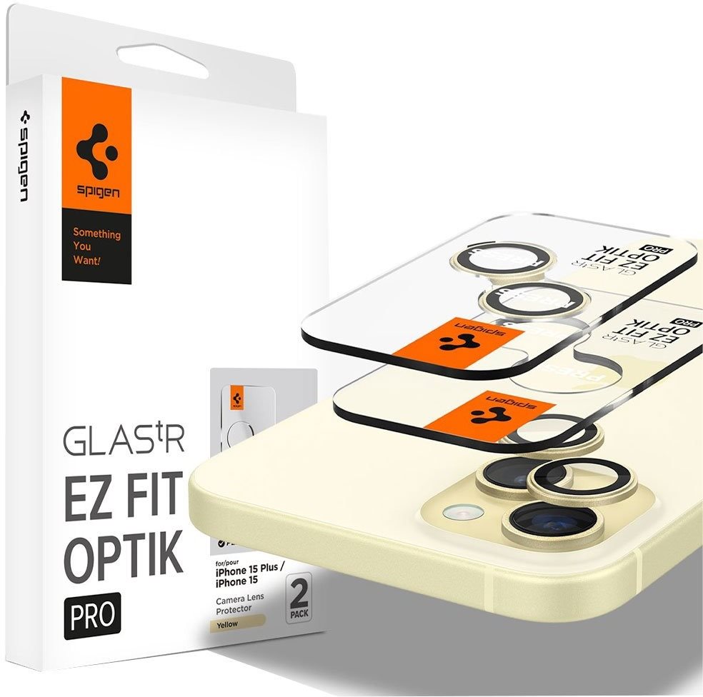Spigen Glass tR EZ Fit Optik Pro 2 Pack Yellow iPhone 15/15...
