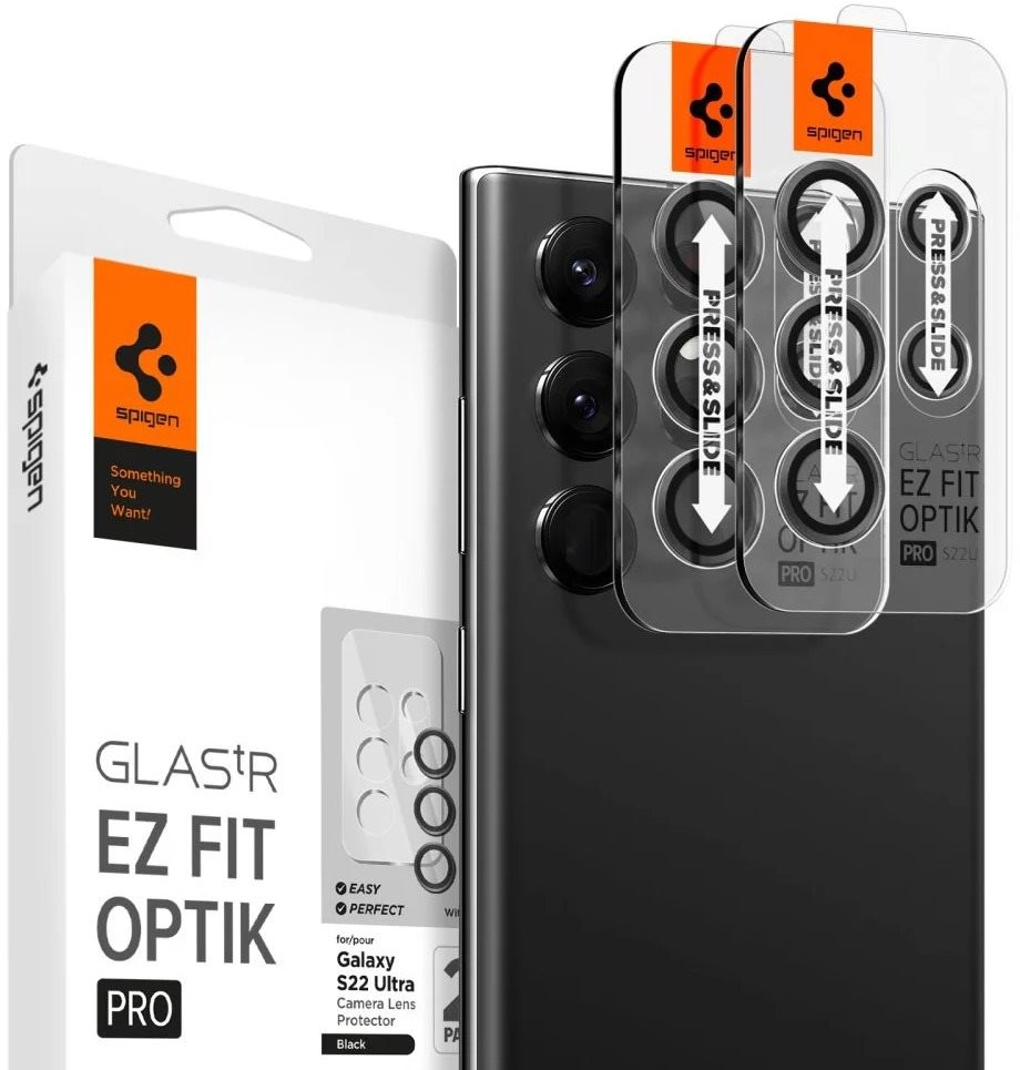 Spigen Glass tR EZ Fit Optik Pro Black 2 Pack Samsung Galaxy S22...