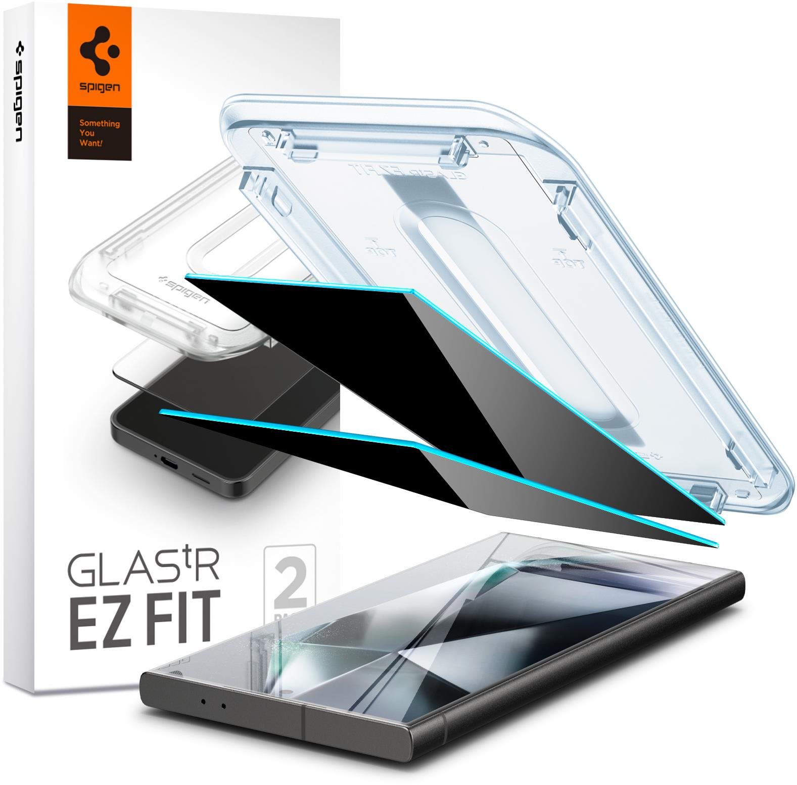 Spigen Glass tR EZ Fit Privacy 2 Pack Samsung Galaxy S24 Ultra...