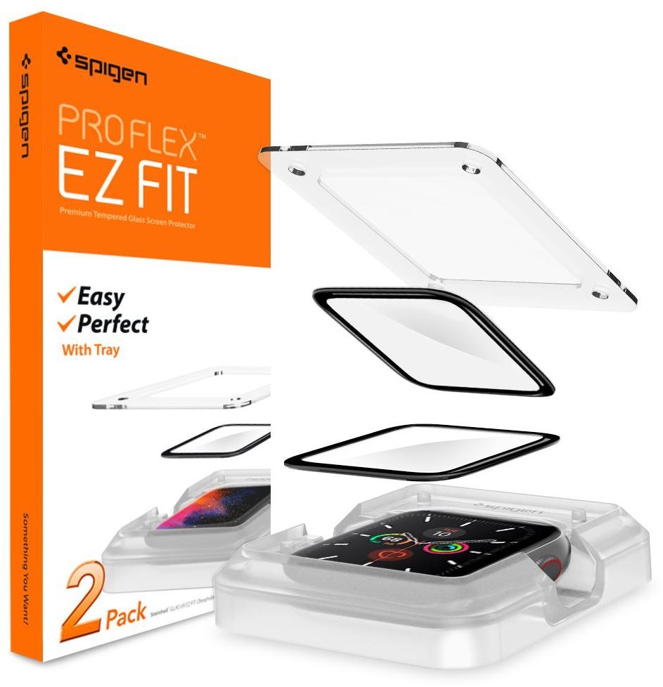 Spigen Pro Flex EZ Fit 2 Pack Apple Watch 6/SE/5/4 44mm Glass...