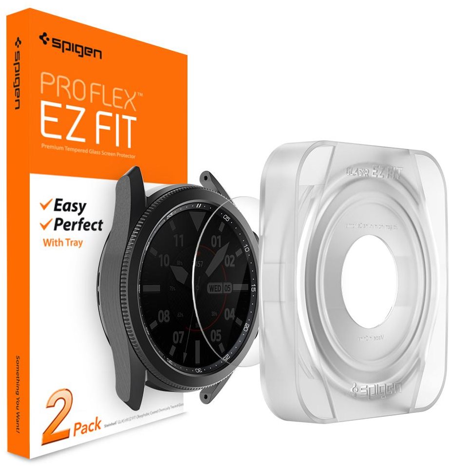 Spigen Pro Flex EZ Fit 2 Pack Samsung Galaxy Watch 3, 45mm Glass...