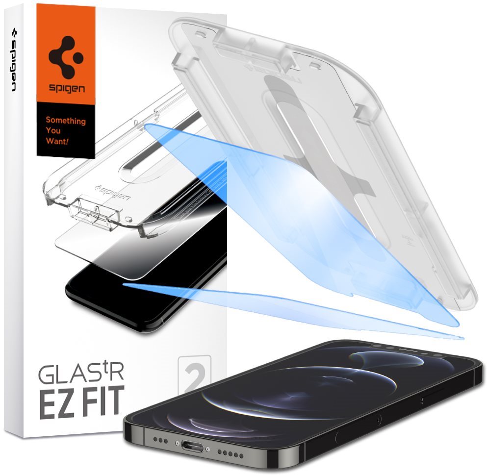 Spigen Glas tR EZ Fit, AntiBlue, 2-Pack, iPhone 12/iPhone 12 Pro...