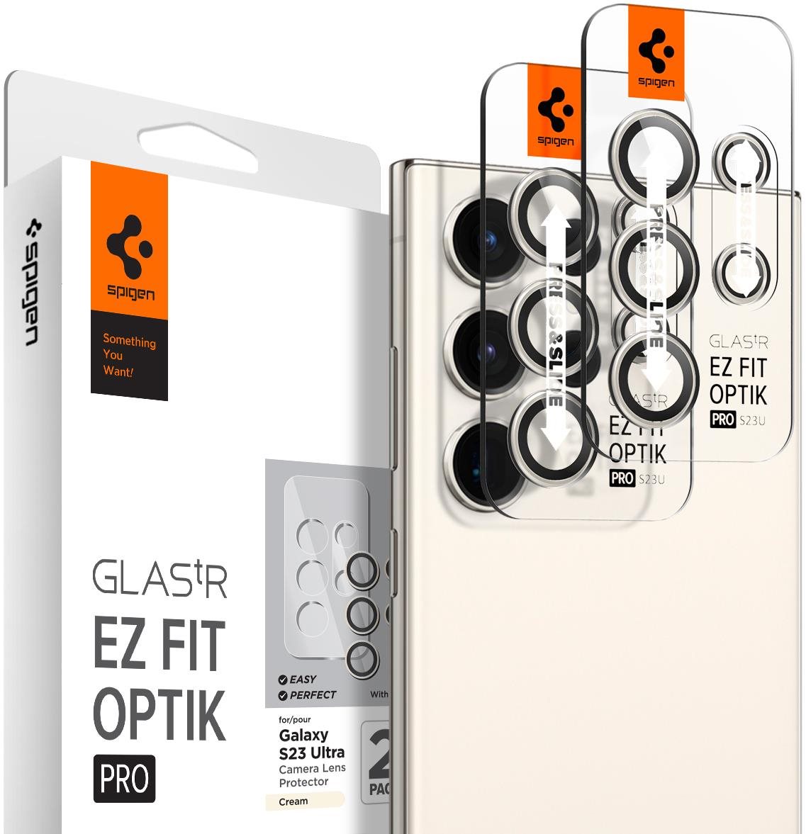 Spigen Glass EZ Fit Optik Pro 2er Pack Creme für Samsung Galaxy S23...