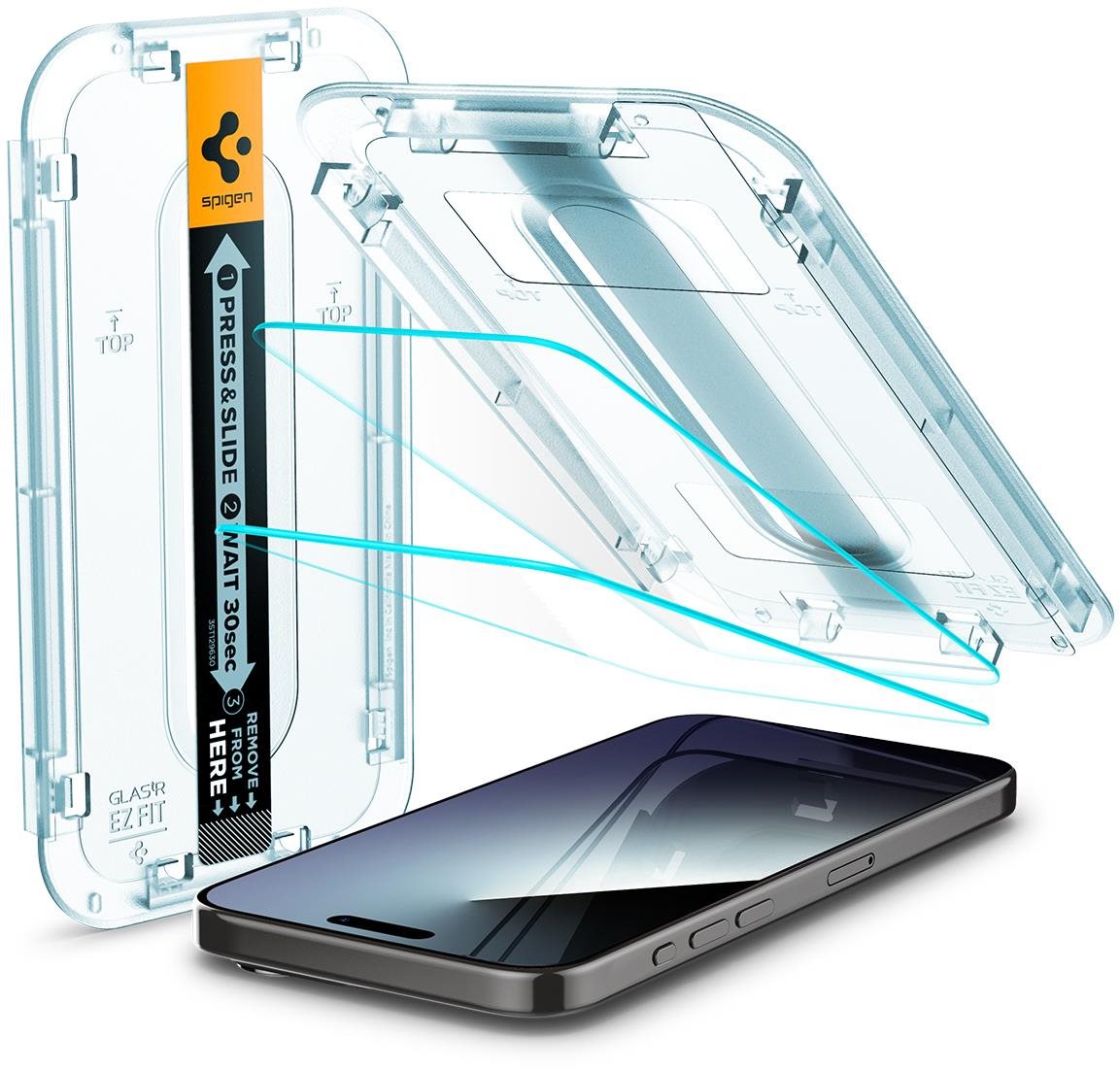Spigen Glass tR EZ Fit 2 Pack Transparency iPhone 15 Pro Max...