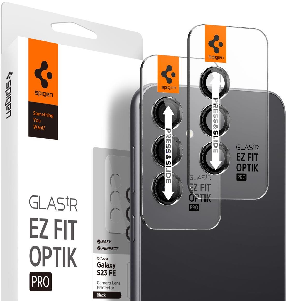 Spigen Glass tR EZ Fit Optik Pro Black 2 Pack Samsung Galaxy S23 FE...
