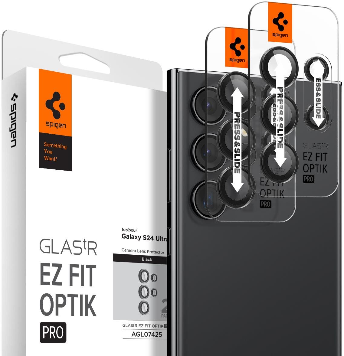 Spigen Glass tR EZ Fit Optik Pro 2 Pack Black Samsung Galaxy S24...