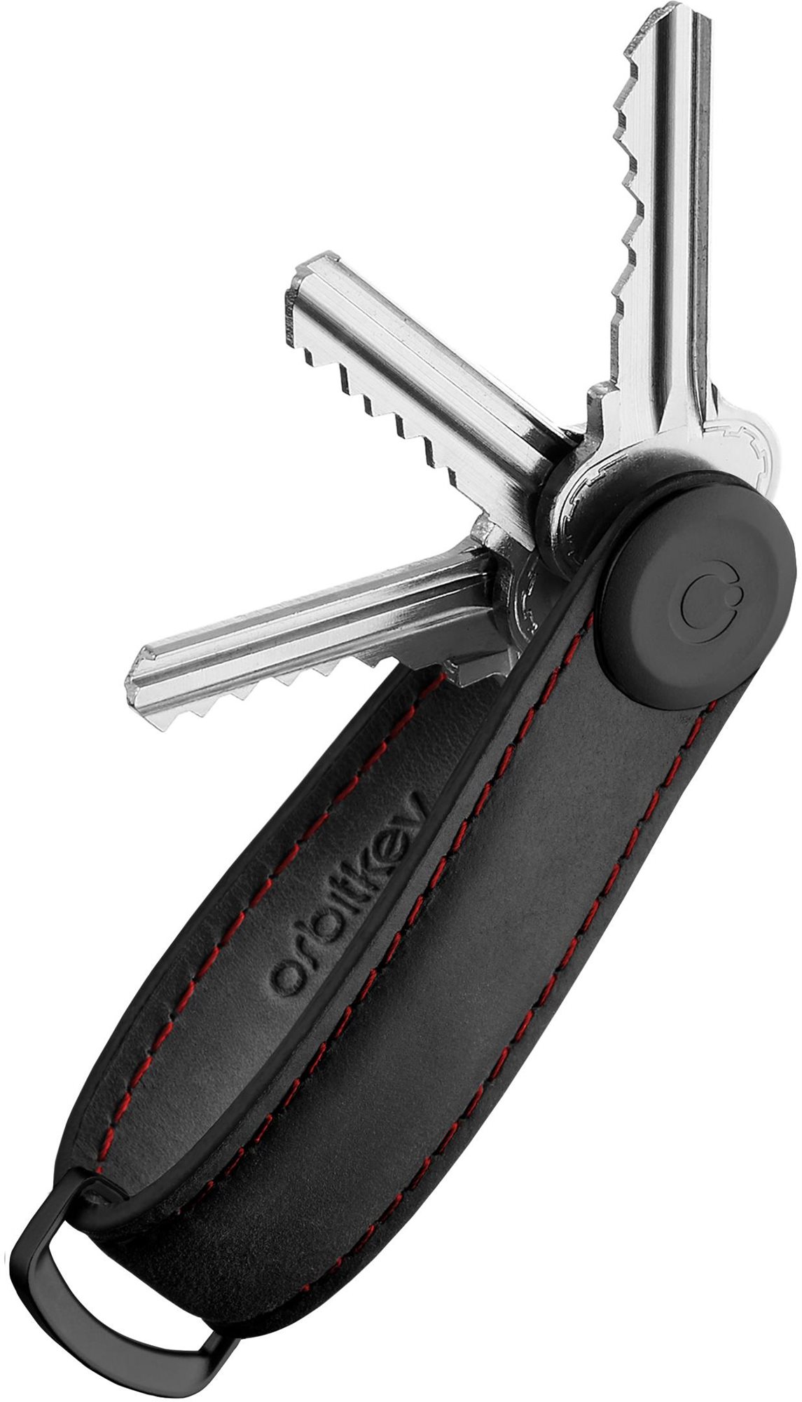 ORBITKEY Key Organizér Crazy-Horse – Obsidian Black & Red Kľúčenka