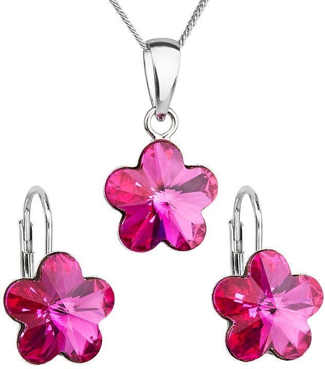 Fuchsia súprava zdobená krištáľmi Swarovski 39143.3 (925/1000; 2,5...