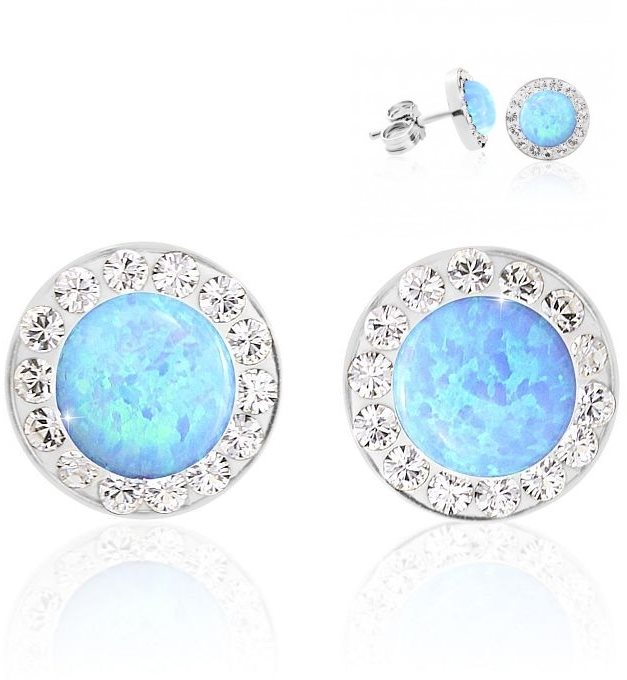 JSB Bijoux Strieborné náušnice Opálky s obťahom Blue zdobené...