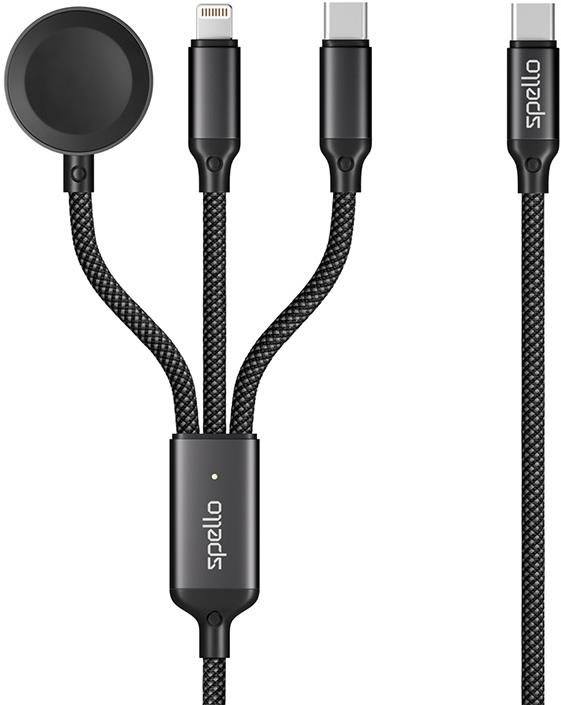 Spello 3in1 kabel USB-C na USB-C, Lightning ,Apple Watch - 1,2m,...