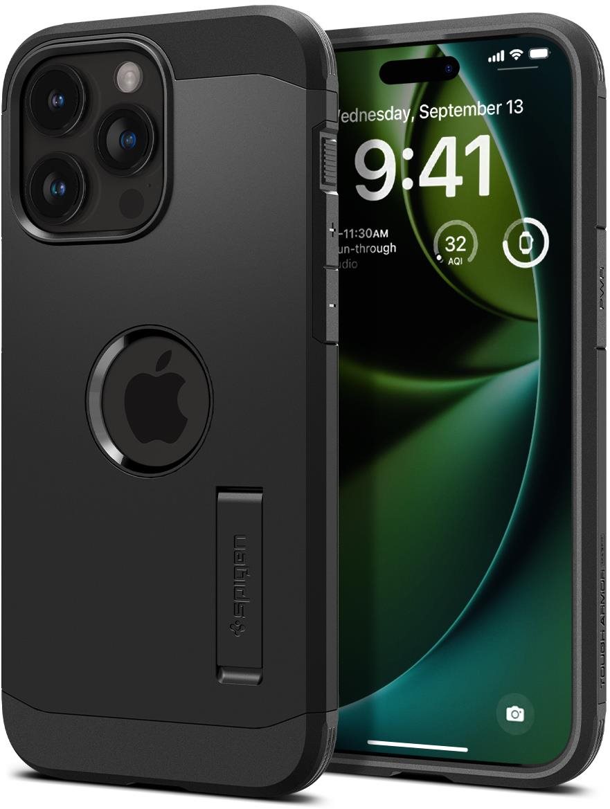 Spigen Tough Armor iPhone 15 Pro Max fekete MagSafe tok Telefon tok