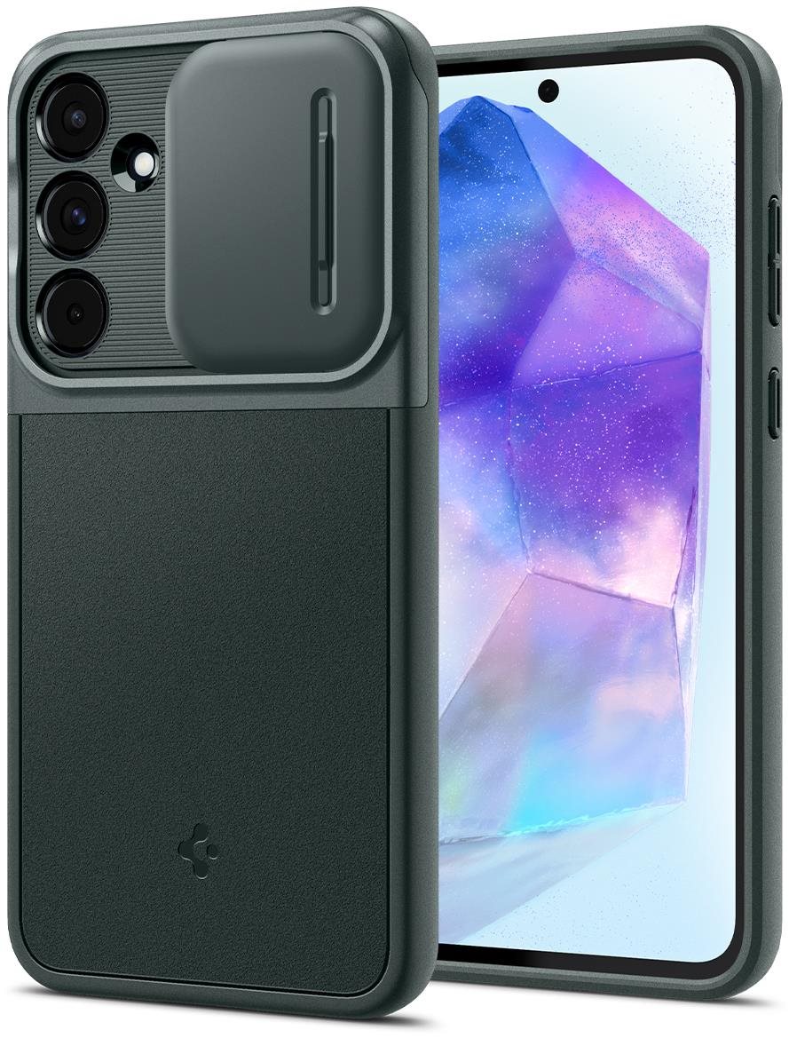 Spigen Samsung Galaxy A55 Optik Armor Abyss Green tok Telefon tok