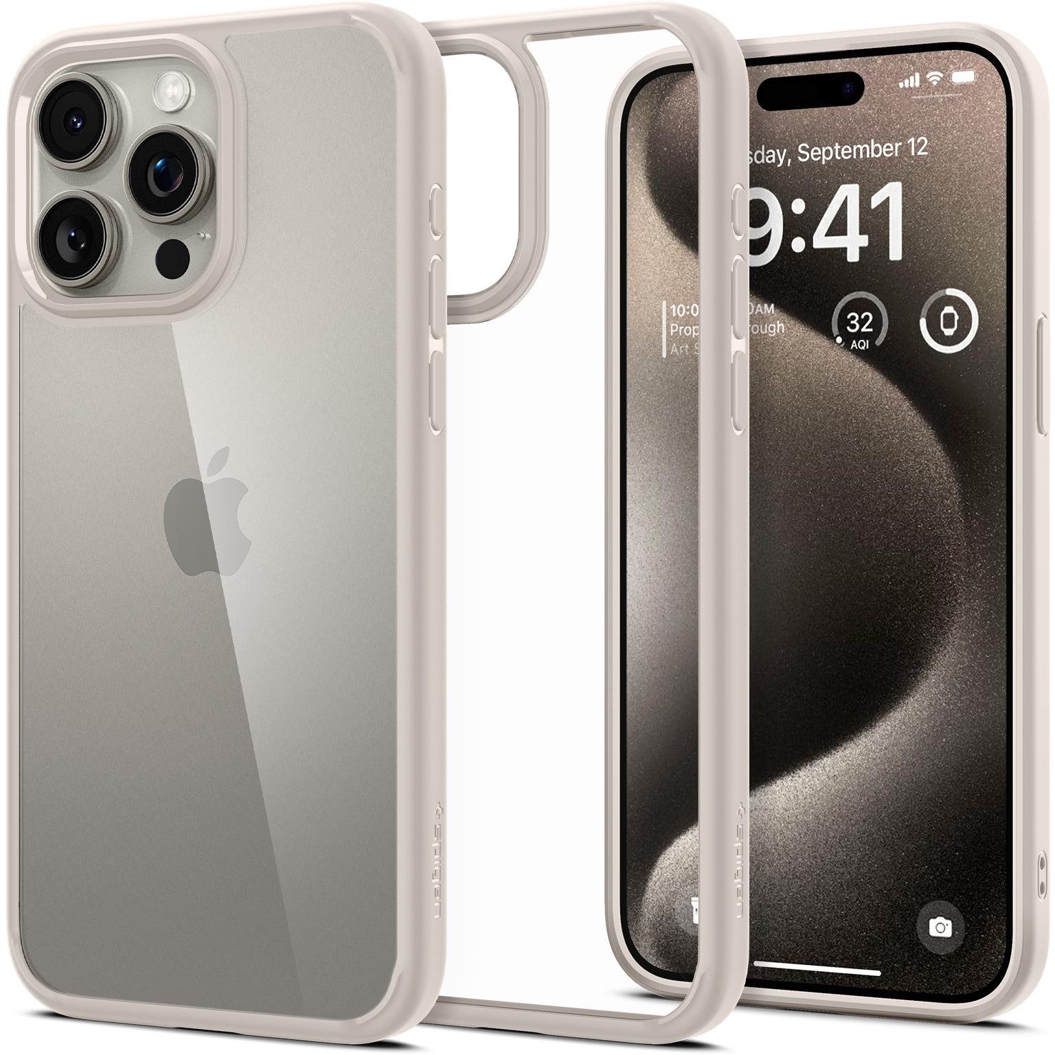 Spigen Ultra Hybrid Natural Titanium iPhone 15 Pro Max tok Telefon...