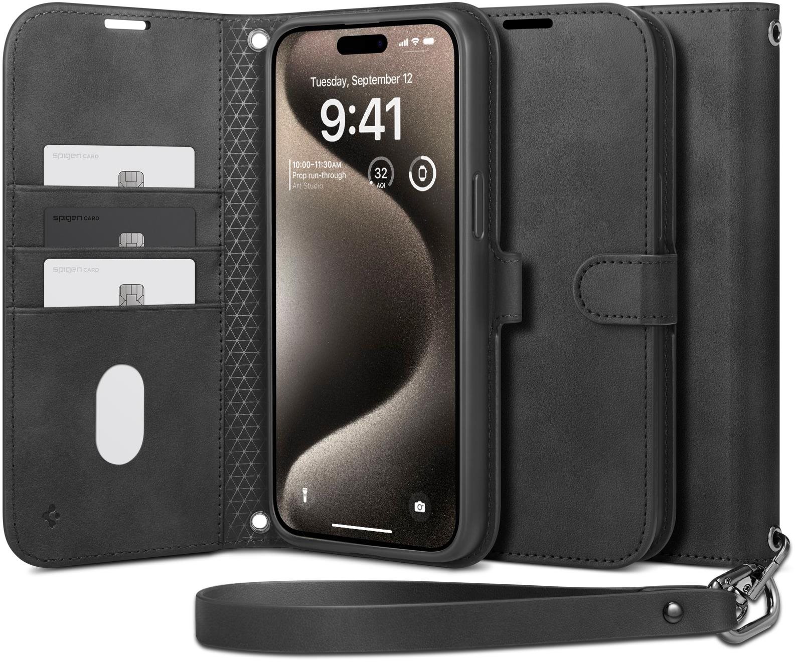 Spigen Wallet S Pro Black iPhone 15 Pro Max Handyhülle