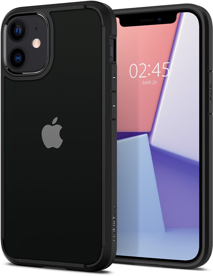 Spigen Crystal Hybrid, Black, iPhone 12 mini Phone Cover