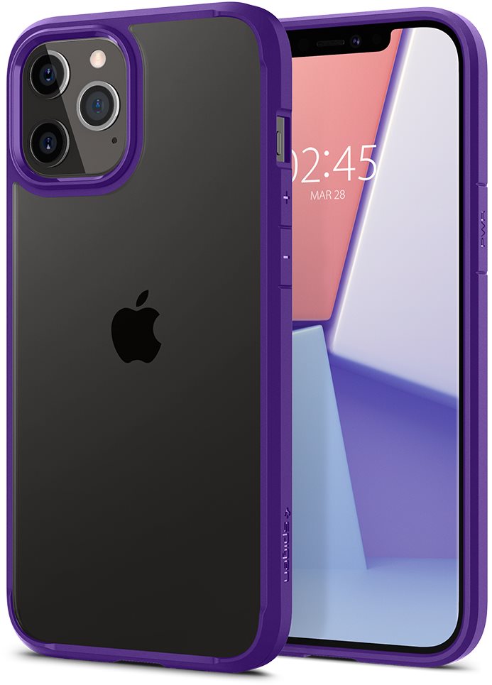 Spigen Crystal Hybrid, Purple, iPhone 12 Pro Max Phone Cover