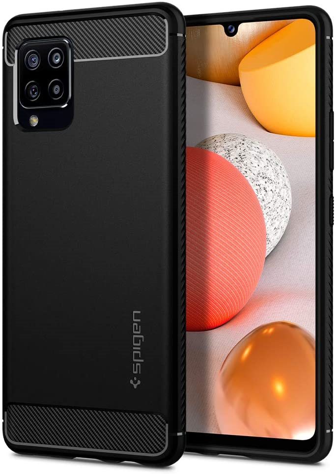 Spigen Rugged Armour, Black, Samsung Galaxy A42 5G Phone Cover
