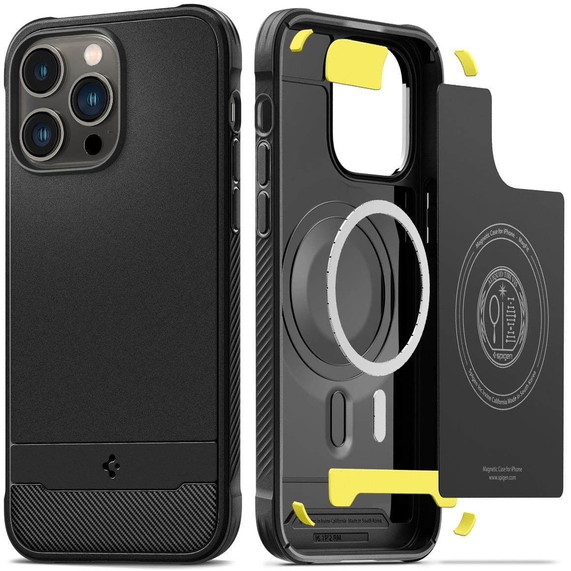 Spigen Rugged Armor MagSafe iPhone 14 Pro matt fekete tok Telefon tok