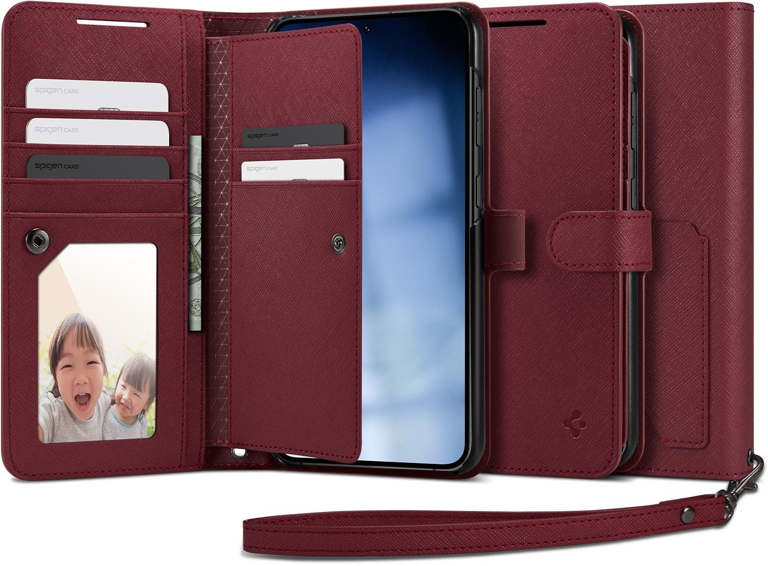 Spigen Wallet S Plus Samsung Galaxy S23+ bordó tok Telefon tok