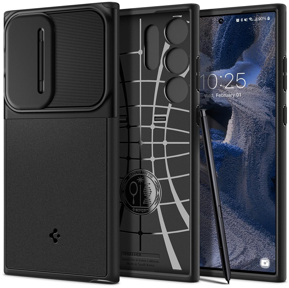 Spigen Optik Armor Black Samsung Galaxy S23 Ultra Kryt na mobil