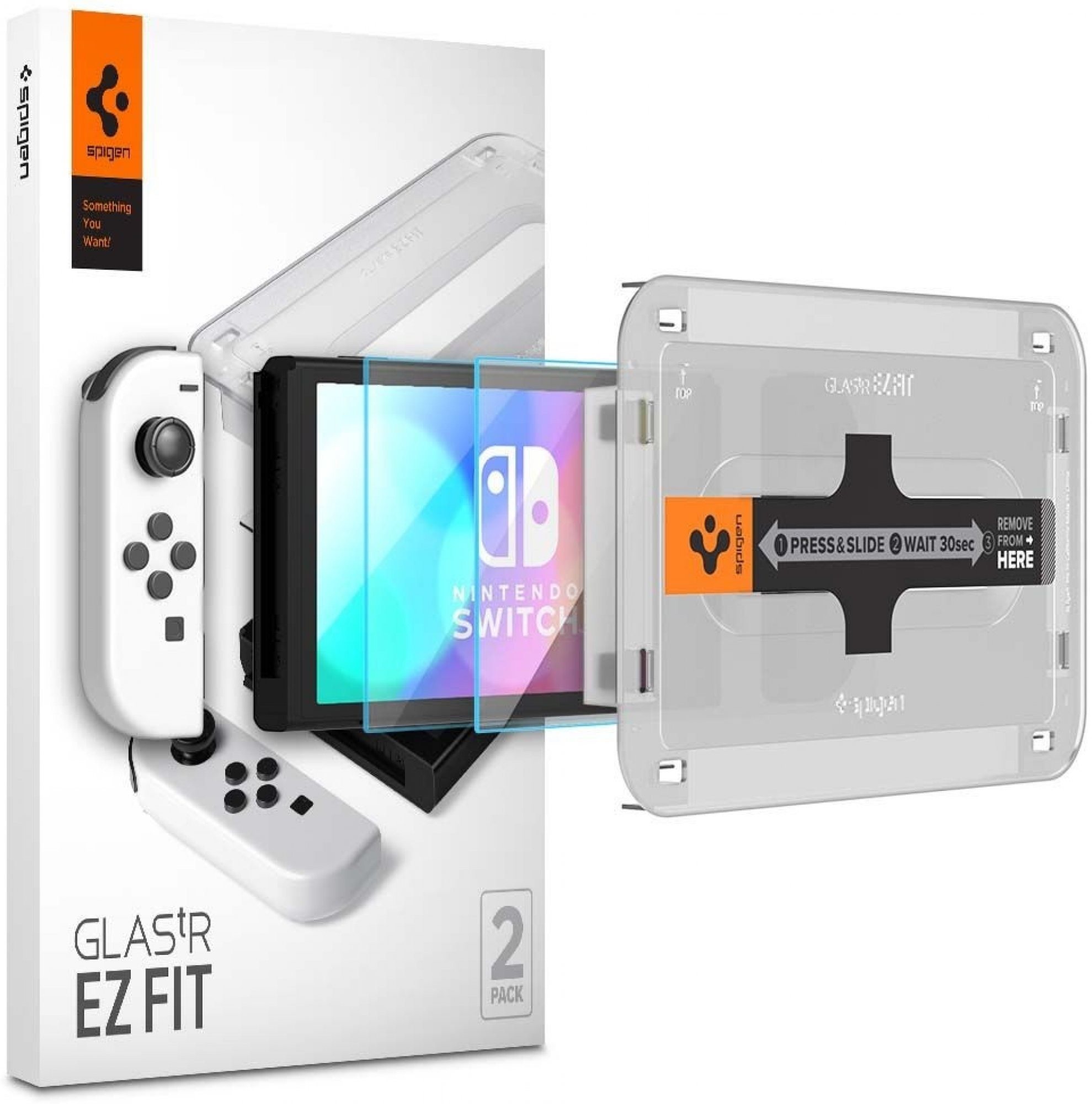 Spigen Glass tR EZ Fit 2 Pack Nintendo Switch OLED Schutzglas