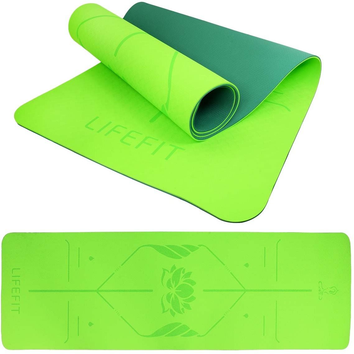 LIFEFIT YOGA MAT LOTOS DUO, 183 × 58 × 0,6 cm, zelená Jogamatka